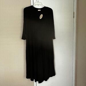 NEW Long Black Iconic Luxe Dress Large Rayon Spandex